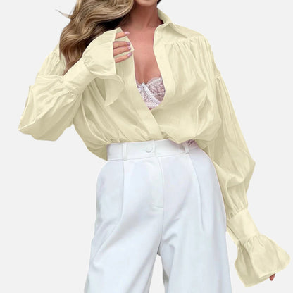 Masimon | Women’s Long‑Sleeve Turn‑Down Collar Blouse – Lightweight Breathable Fabric, Casual‑Chic Styling