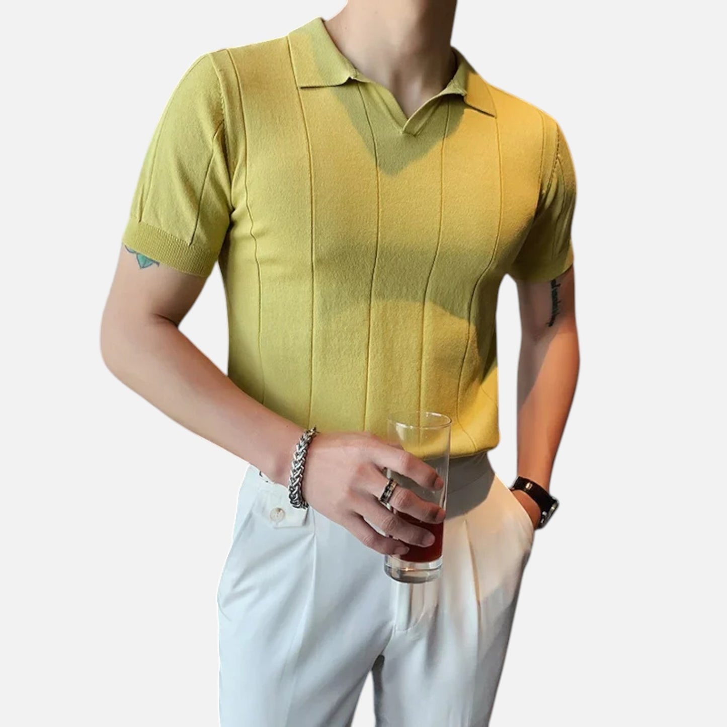 Masimon | Men’s Knitted Polo Shirt – Short‑Sleeve Summer Casual with Versatile Texture & Collar